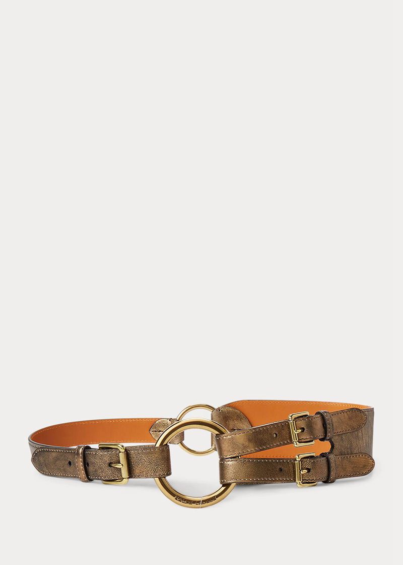 Cinturon Ralph Lauren Mujer Tri-Strap O-Ring Metallic Chile Doradas FPDIU-3674